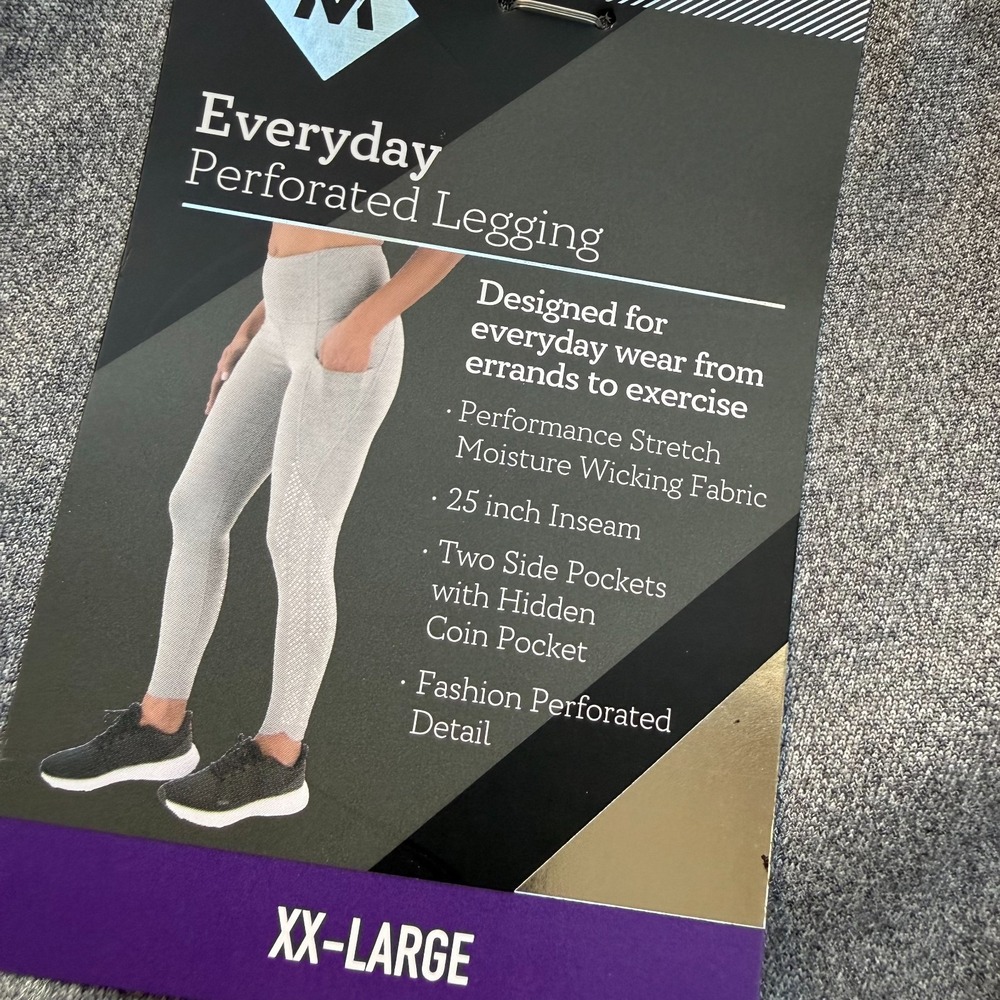 Member's Mark Gray Perforated Leggings XXL High Rise Athleisure Stretch
